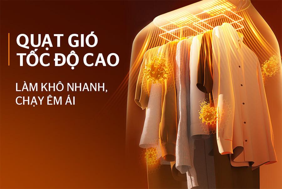 Tủ sấy quần áo Sunhouse SHD2700DXM có quạt gió tốc độ cao