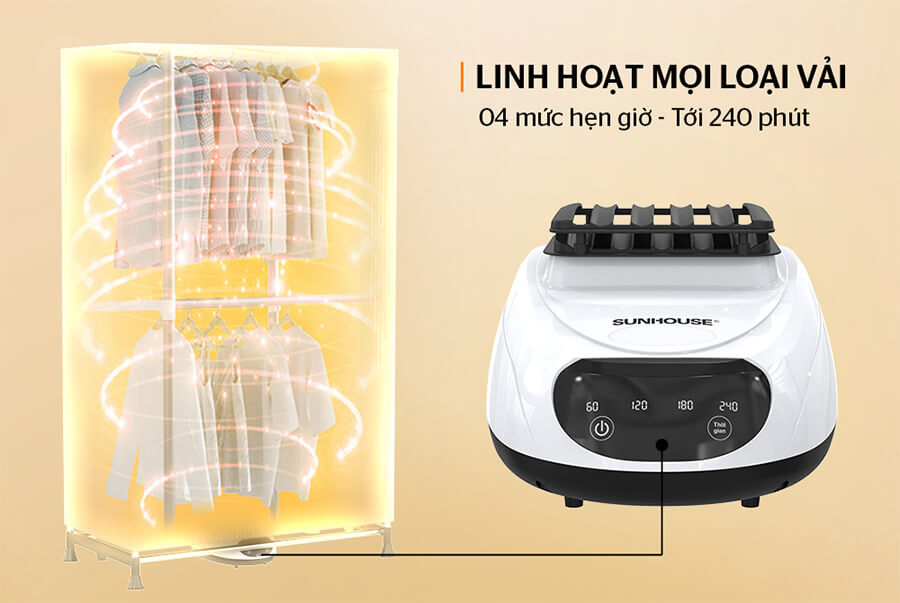 Tủ sấy quần áo Sunhouse SHD2700DXM hẹn giờ linh động